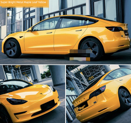 L'enveloppe jaune métallique de vinyle de voiture de lustre de feuille d'érable gardent la peinture à partir des éraflures