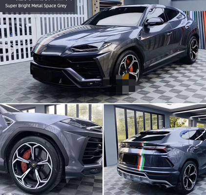 Grey Gloss Car Vinyl Wrap avec l'espace libre en métal de bulle de revêtement de libération d'ANIMAL FAMILIER