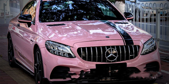 Le véhicule à haute brillance d'enveloppe de voiture de rose de pêche enveloppent le GV de largeur du petit pain 1.27m de vinyle