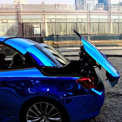 Enveloppe bleue adhésive démontable de vinyle d'effet de miroir d'enveloppe de voiture de Chrome