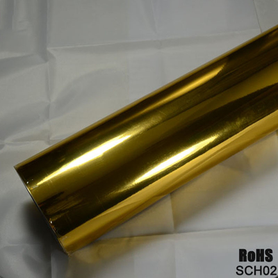 Libération à haute brillance 140gsm glissable d'air d'enveloppe de vinyle de voiture de Chrome d'or