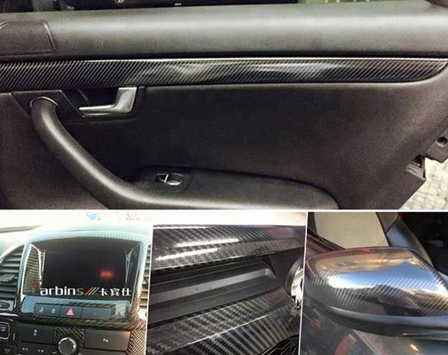 GV libre du carbone 6D de fibre de voiture de vinyle d'enveloppe de bulle glissable noire de petit pain