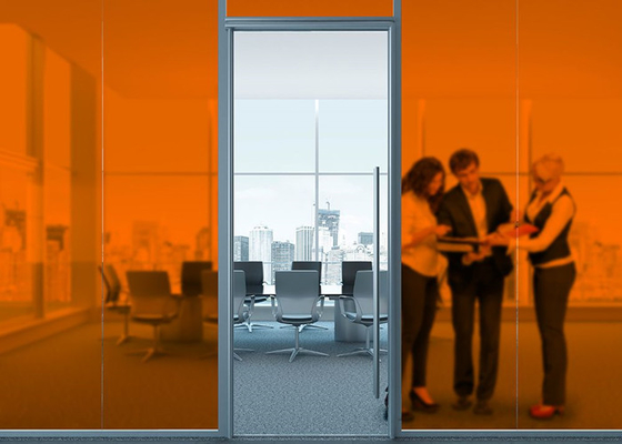 Bâche de fenêtre givrée simple orange du film 1.22Mx50M Privacy Self Adhesive de fenêtre