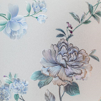 Résistant UV décoratif bleu de film de verre de fenêtre de Rose Textured 3D
