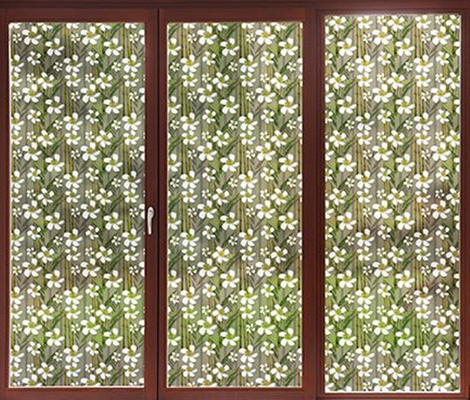 GV décoratif imprimé floral en bambou de protection de la vie privée de film de verre de fenêtre